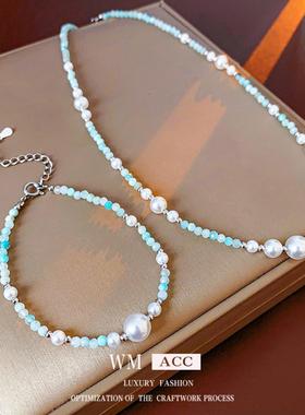 国潮珍珠项链女时尚锁骨链