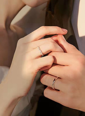 情侣戒指男女一对戒纸短情长小众设计感百搭手饰品学生情人节礼物