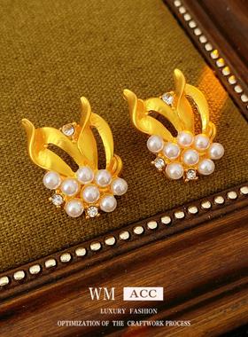 vintage轻奢珍珠锆石饰品套装