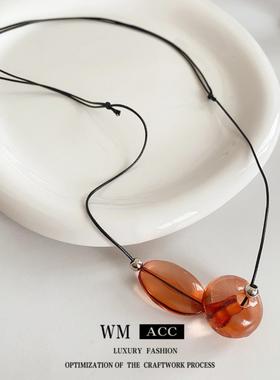 复古美拉德几何吊坠项链