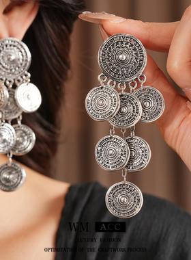 vintage流苏耳钉项链套装