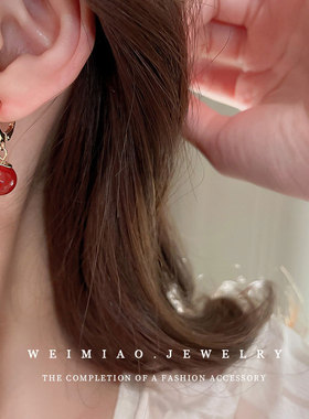 真金电镀红色相思豆项链轻奢小众高级感项饰饰品颈链工批