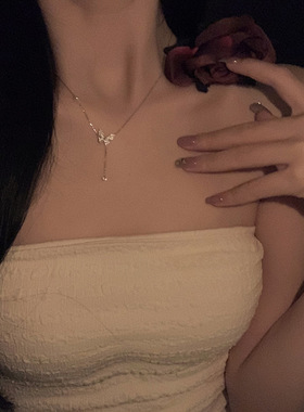 流苏珍珠蝴蝶项链女轻奢小众设计高级百搭锆石吊坠2026新款锁骨链