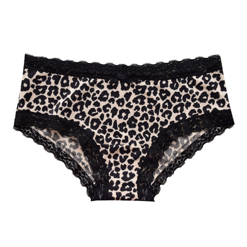 性感小野猫豹纹内裤女牛奶丝低腰速干冰丝蕾丝边女三角裤PINKGIRL,淘宝优惠券,粉丝福利购,淘宝优惠卷