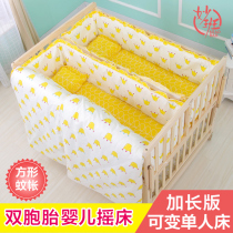 Removable Twin Crib Splicing Large Bed Solid Wood Cradle Bed Newborn Child Bed Double Baby Bed Bb Bed