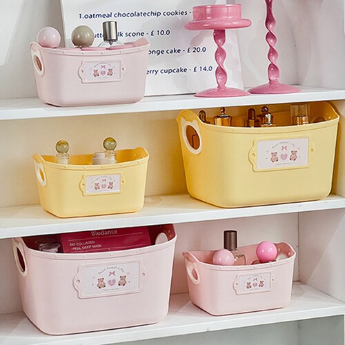 书桌面收纳筐储物杂物零食大容量手提收纳盒可叠加收纳篮整理盒子 - 图2