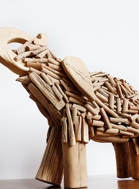 木质动物大象桌面店铺开业送礼