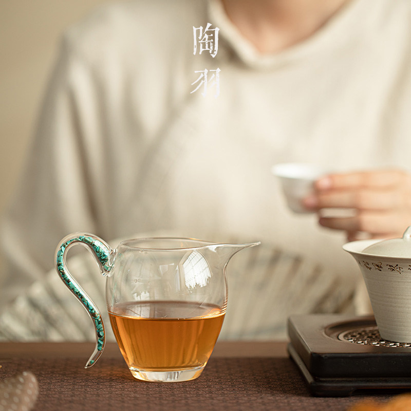 绿松石玻璃公道杯分茶器耐高温茶海防烫加厚手工玻璃高档功夫茶具,淘宝优惠券,粉丝福利购,淘宝优惠卷