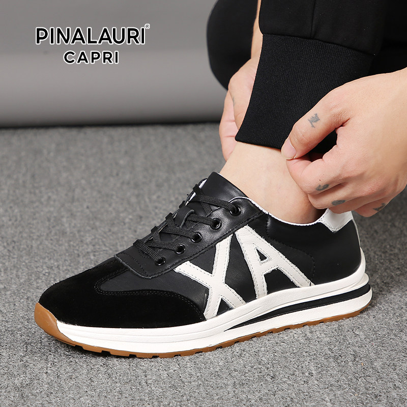 意大利PIALAURI CAPRI德训鞋男真皮休闲鞋白色百搭阿甘鞋运动板鞋,淘宝优惠券,粉丝福利购,淘宝优惠卷