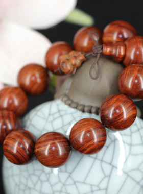 天然木质紫檀本命年饰品情侣佛珠