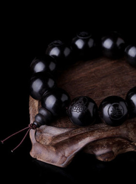 乌木观音男士佛珠手链