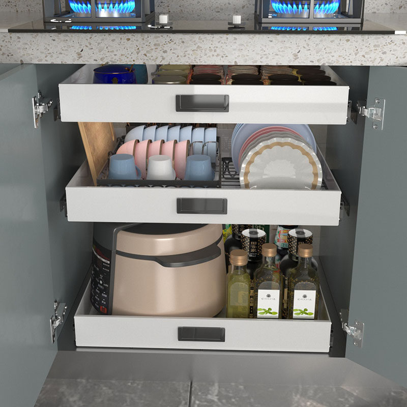 厨房改造深柜内抽屉托盘侧装轨道自制调料瓶白色PP塑料拉篮储物盒,淘宝优惠券,粉丝福利购,淘宝优惠卷