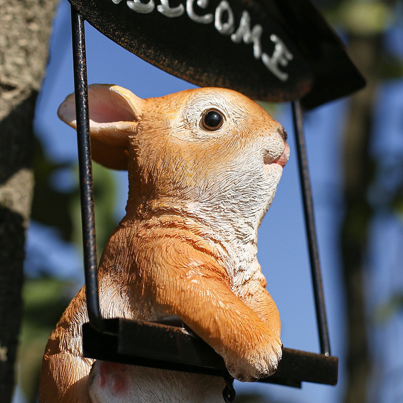 创意小兔子摆件民宿院子树上装饰幼儿园庭院花园户外阳台装饰挂件-图2
