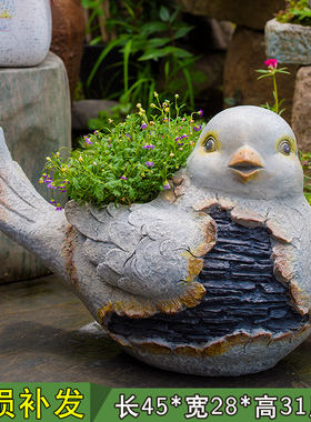 庭院户外园艺动物花盆树脂仿真鸟