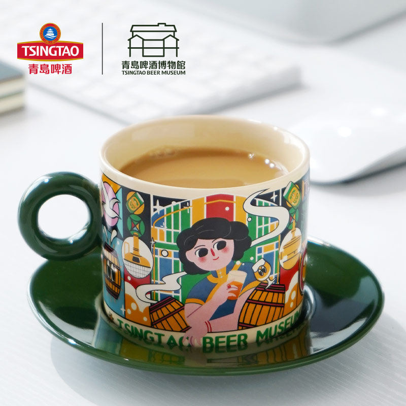 青岛啤酒博物馆醉美人指环杯碟套装 青岛啤酒官方文创,淘宝优惠券,粉丝福利购,淘宝优惠卷