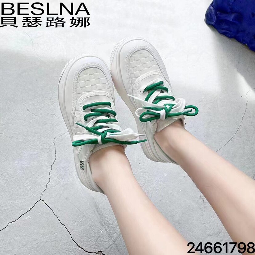 2022秋款贝瑟路娜1798简约休闲松糕底厚底系带小白鞋舒适真皮女鞋