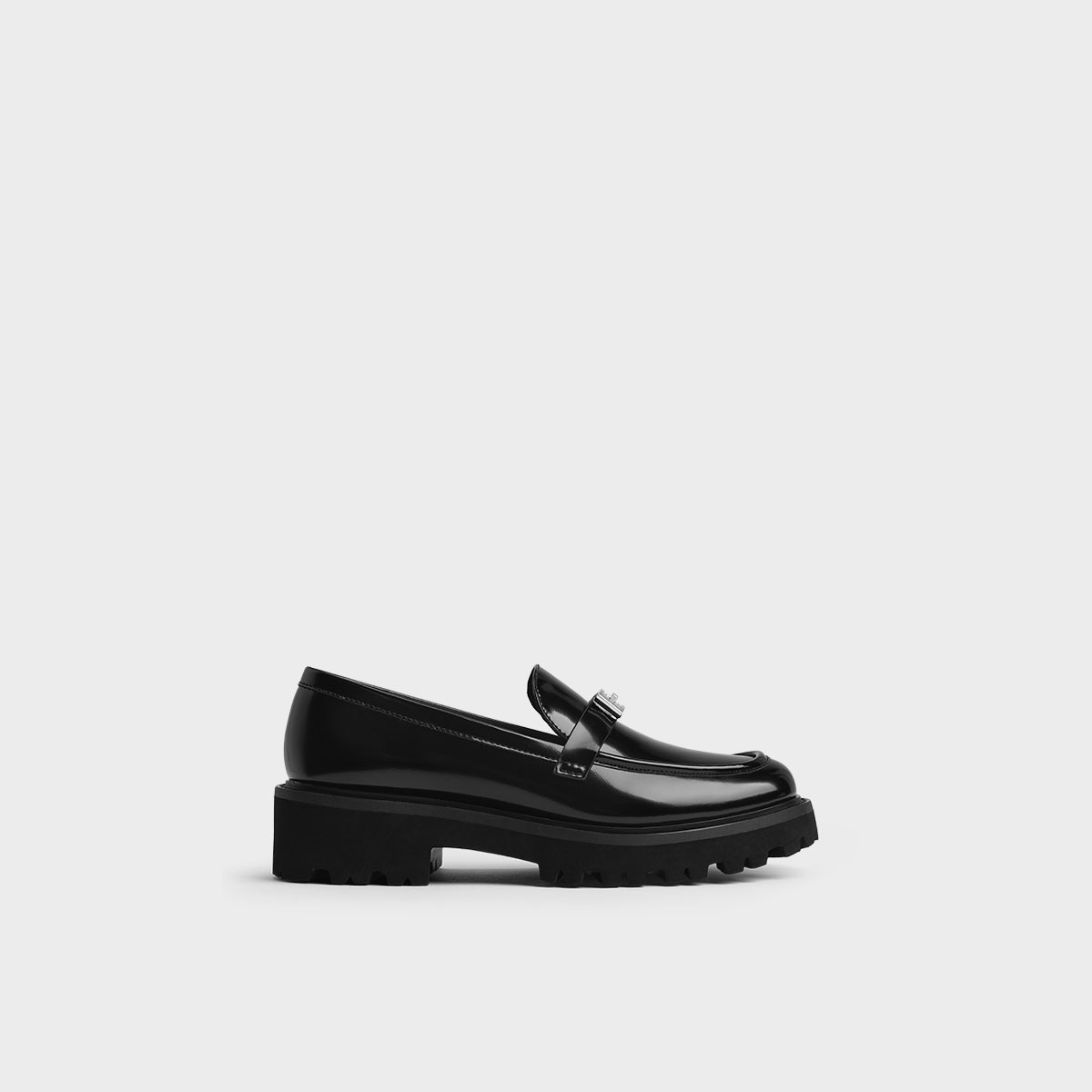 CHARLES&KEITH25秋季新款CK1-70381151复古厚底金属扣乐福鞋单鞋 - 图0
