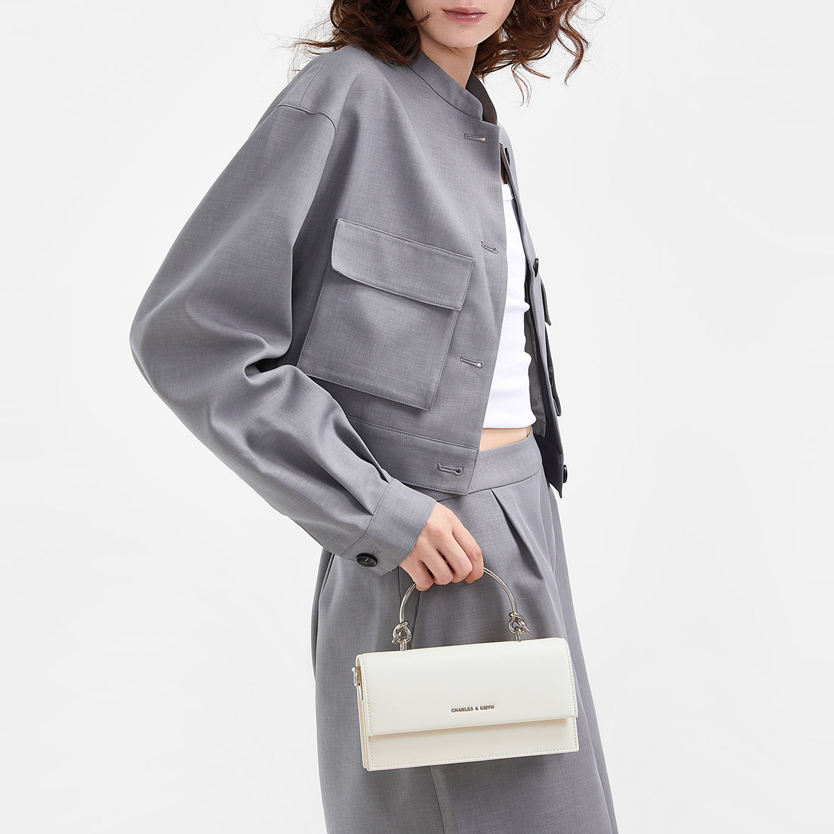 【情人节礼物】CHARLES&KEITH女包CK6-10840559-A金属链条小方包