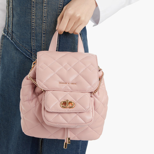 CHARLES&KEITH spring women's bag CK2-60151400 diamond large capacity soft multi-purpose backpack for women