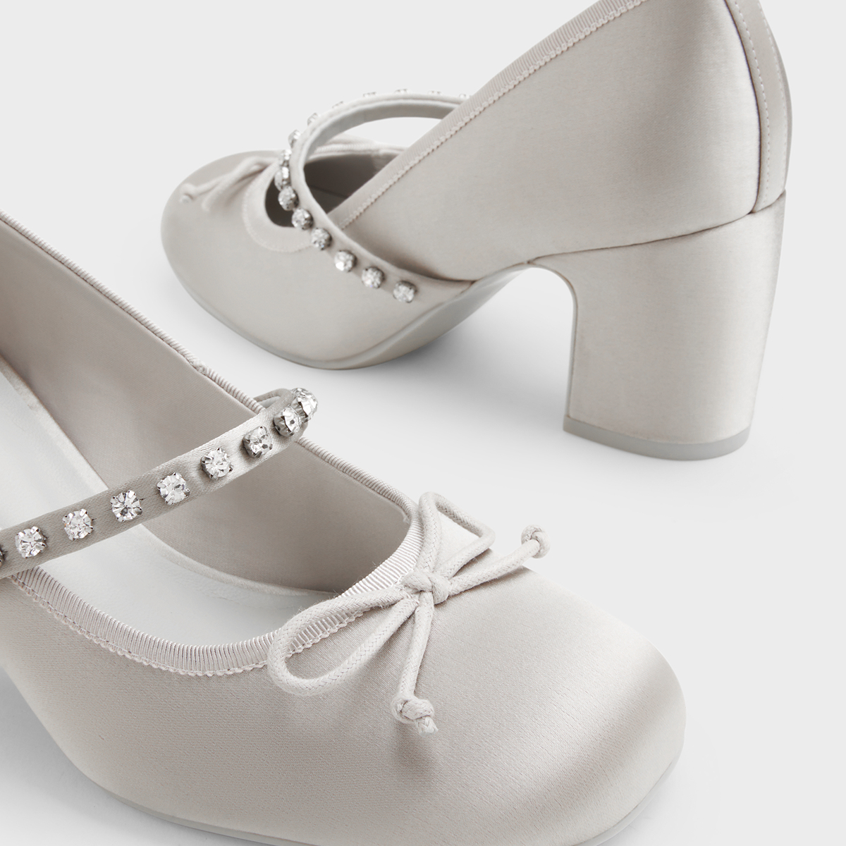 CHARLES&KEITH秋冬女鞋CK1-60280448亮钻一字带高跟玛丽珍鞋女 - 图2