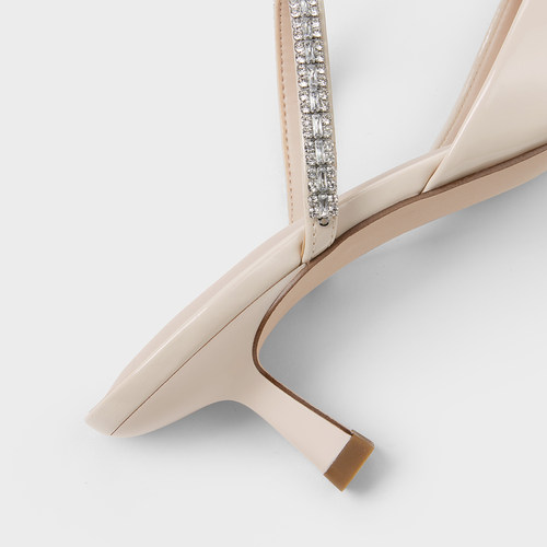 CHARLES&KEITH春季女鞋CK1-60920353亮钻一字带尖头高跟穆勒拖鞋 - 图3