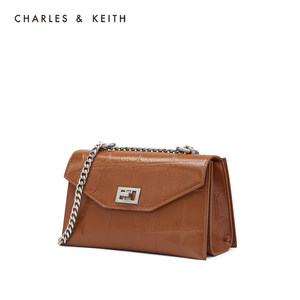 CHARLES＆KEITH2020春新品CK2-80781149金属扣饰链条翻盖单肩包女