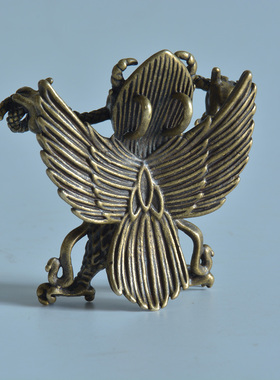 纯铜尼泊尔密宗金翅大鹏鸟护法挂件铜雕藏饰吊坠佛像口袋佛古玩铜