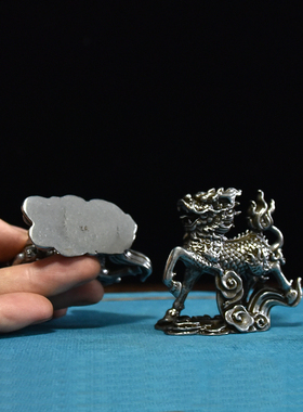 铁器收藏古法云铁铸造麒麟一对