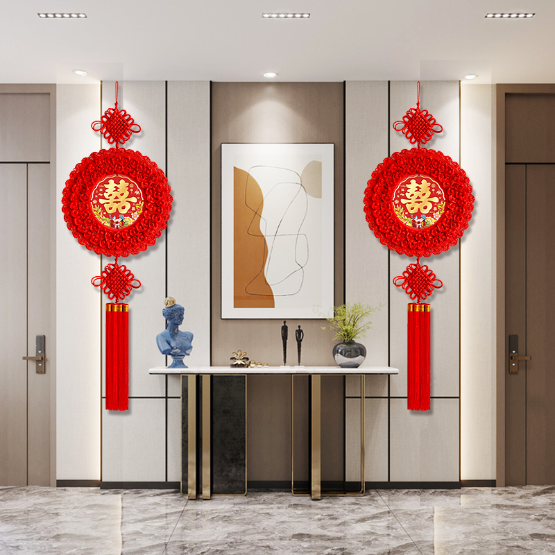 中国结喜字挂件客厅高档礼物婚庆囍字婚房装饰挂饰结婚用品新房 - 图0