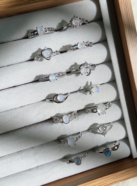 末泽［月光戒指合集2］天然小众轻奢水晶戒指活口调节高级感饰品