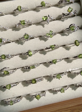 末泽［橄榄石合集4］天然彩宝水晶戒指ins小众清新绿色饰品活口