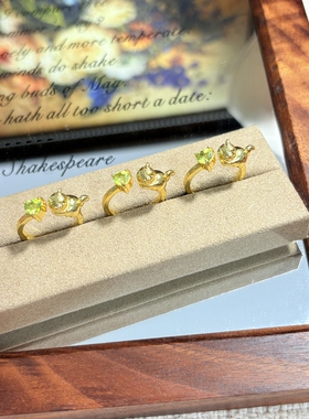 金色猫咪爱心戒指开口女小众设计高级感轻奢食指戒复古风时尚指环