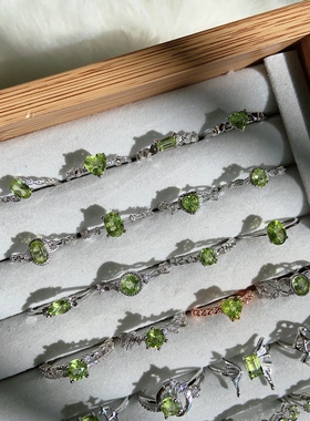 末泽 天然橄榄石合集水晶戒指小众高级感精致饰品女可调节