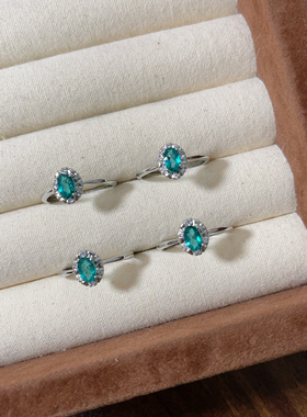 高级感帕拉伊巴戒指轻奢小众托帕石水晶彩宝超显白湖蓝色饰品流行