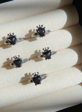 微瑕捡漏1水晶戒指天然海蓝宝葡萄石月光石小众轻奢饰品特价清仓