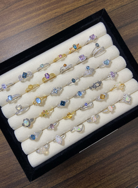 s925纯银戒指合集10一物一图百搭简约彩宝水晶ins小众高级饰品