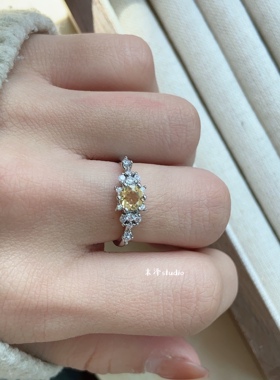 末泽 简约精致款水晶戒指天然石榴石托帕石橄榄石黑尖晶活口可调