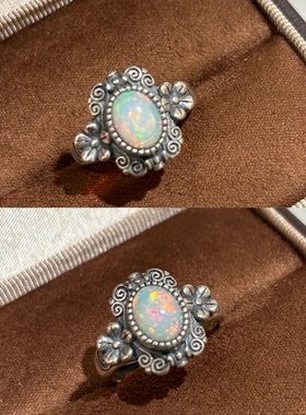 1.28更新欧泊戒指S925纯银天然水晶小众精致款彩虹饰品氛围感