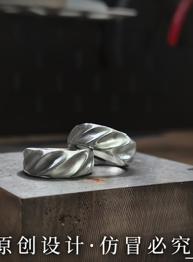 S999纯银手工简约情侣戒指饰品