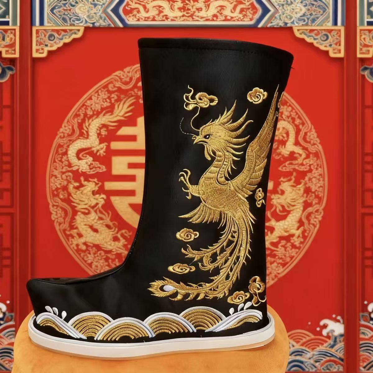 古装汉服婚鞋伴郎伴娘靴子中国风龙凤吉祥靴cos官兵摄影古装靴子,淘宝优惠券,粉丝福利购,淘宝优惠卷