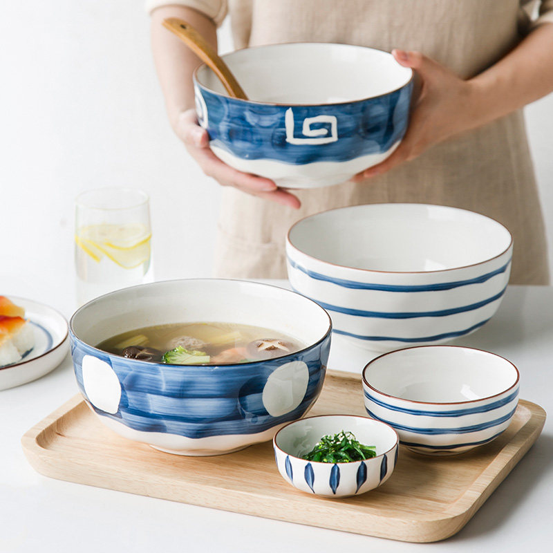 北欧简约手绘陶瓷碗盘套装组合家用米饭碗圆盘牛排盘大汤碗沙拉碗,淘宝优惠券,粉丝福利购,淘宝优惠卷