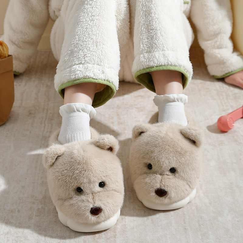 卡通小熊棉拖鞋女款冬季包跟外穿2025新款室内厚底保暖毛绒棉鞋男,淘宝优惠券,粉丝福利购,淘宝优惠卷