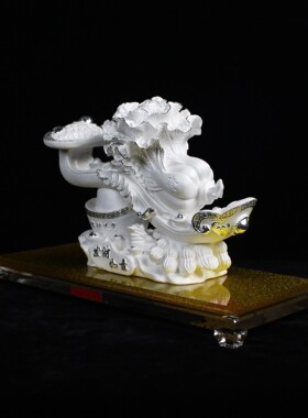 纯银发财如意摆件招财商务礼品开业乔迁客厅摆周年庆工艺品送长辈