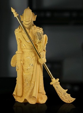金银礼品绒沙金武圣关公工艺品摆件 旺财家居装饰 关二爷财神佛像