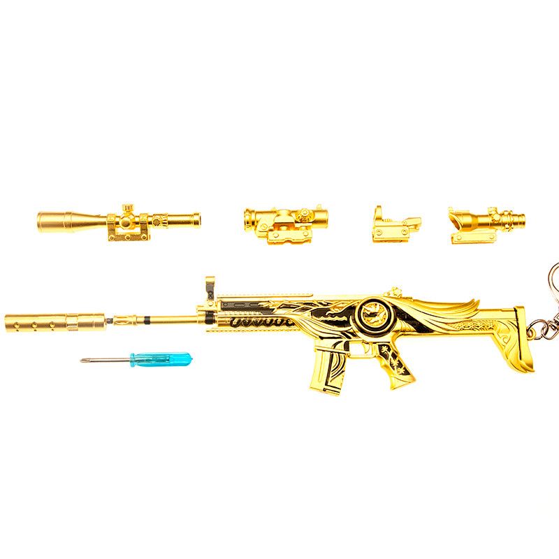 和平精英皮肤和平吃鸡游戏玩具金凤金风玉露SCAR-L皮肤枪金属模型精英武器摆件