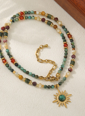 英国Cherry Kitty复古非洲松项链女小众度假风八芒星原创钛钢