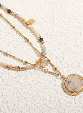 英国cherry kitty欧美黄铜锁骨链小众设计高级感圆牌吊坠叠戴