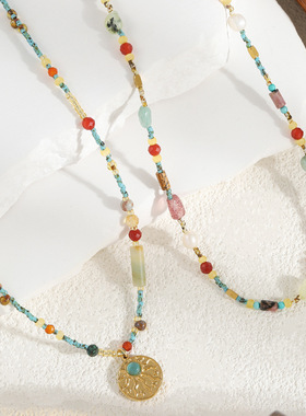 英国cherry kitty【多巴胺印象】手工优雅石串珠项链玛瑙捷克珠