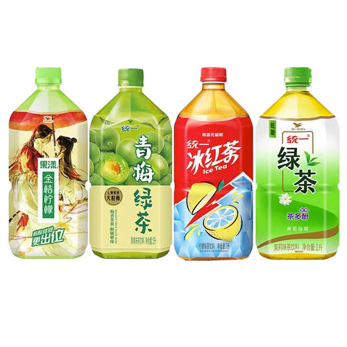 统一青梅绿茶金桔柠檬1L*8瓶整箱批特价冰红茶网红果味茶饮料500M - 图0