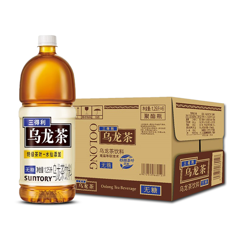 三得利乌龙茶无糖茶饮料1.25L*6大瓶整箱批发特价0糖0脂茉莉栀意